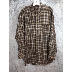 Robert Talbots Shirt Mens Medium Brown Plaid Long Sleeve